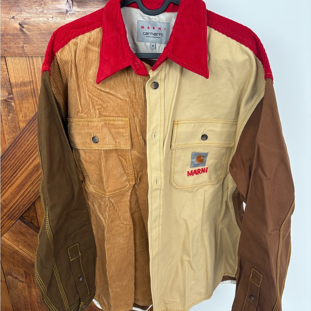 Marni Red, Brown, and Tan Colorblock Jacket